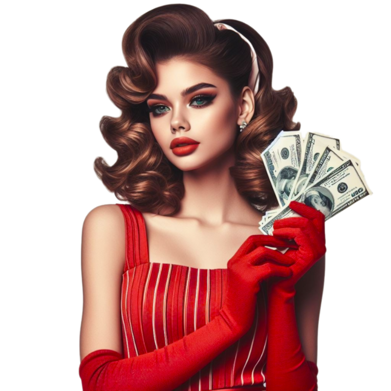 beautiful women model in casino club holding money